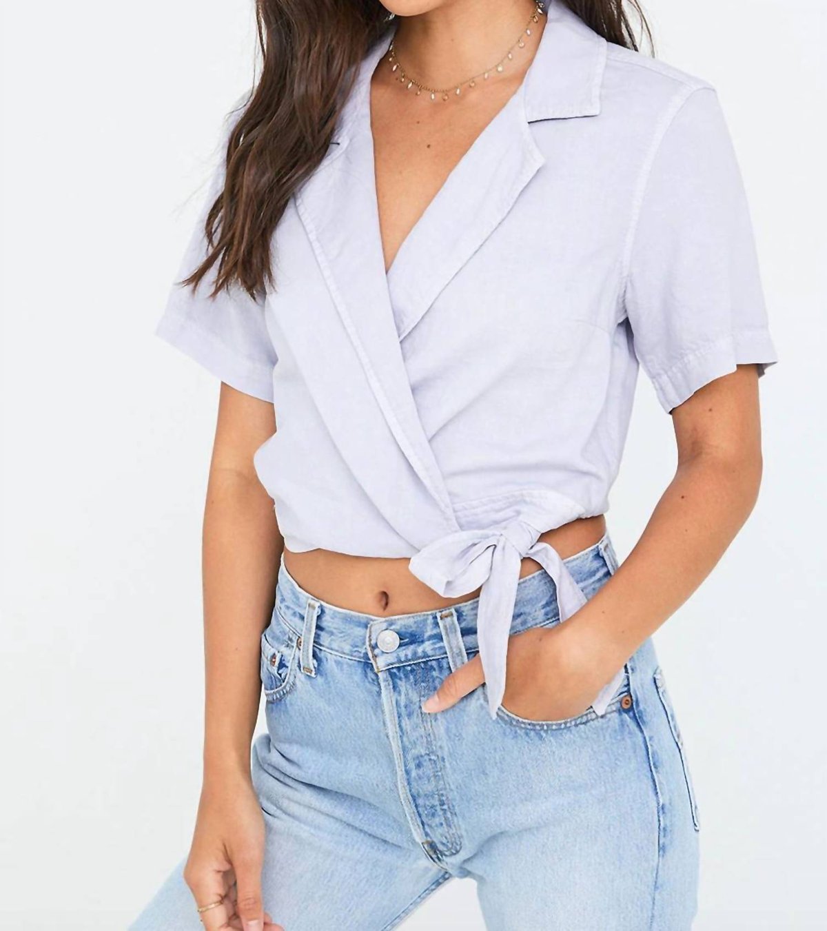 Bella Dahl Lilac Short Sleeve Wrap Shirt Verishop