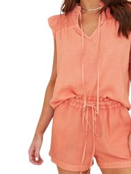 Sleeveless Smocked Ruffle Top - Fiesta Orange