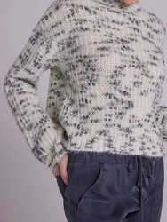 Space Dye Mock Neck Sweater In Winter White And Black
