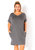 Plus Size V-Neck T-shirt Dress With Pocket - Charcoal