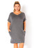 Plus Size V-Neck T-shirt Dress With Pocket - Charcoal