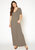 V-Neck Short Sleeve Maxi Dress With Pockets - Tan