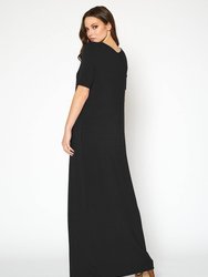 V-Neck Short Sleeve Maxi Dress With Pockets