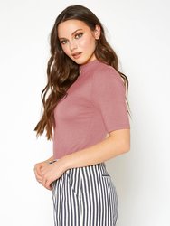 Women's Half Sleeve Turtle Neck Fitted Top