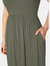 Womens Sleeveless Pleated Maxi Dress