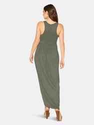 Womens Sleeveless Pleated Maxi Dress