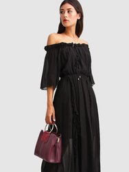 Amour Amour Ruffled Midi Dress - Black