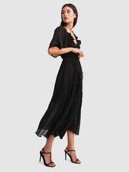 Amour Amour Ruffled Midi Dress - Black