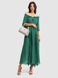 Amour Amour Ruffled Midi Dress - Dark Green