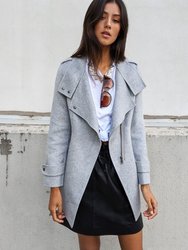 Bad Girl Wool Blend Moto Coat - Grey Marle - Grey Marle