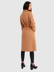 Boss Girl Double-Breasted Lined Wool Coat - Camel