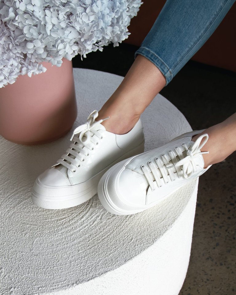 Just A Dream Croc Leather Sneaker - White - White