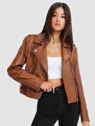 Just Friends Leather Jacket - Brown - Brown