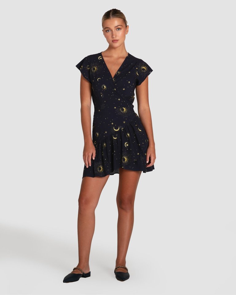 Love Shack Mini Wrap Dress - Navy