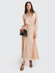 Lover To Lover Maxi Shirt Dress - Champagne