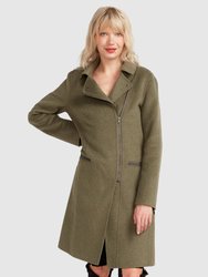 New Fit Last Chance Wool Blend Moto Coat - Army Green