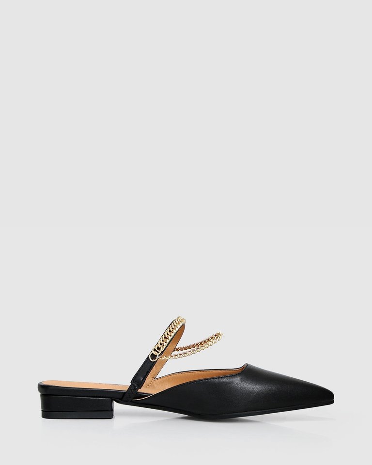 On The Go Leather Flat - Black