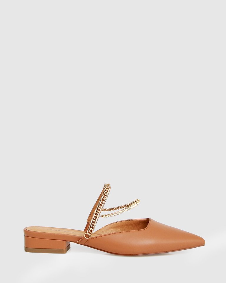 On The Go Leather Flat - Camel