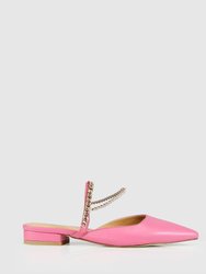 On The Go Leather Flat - Hot Pink