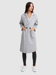 Publisher Double-Breasted Wool Blend Coat - Grey Marle