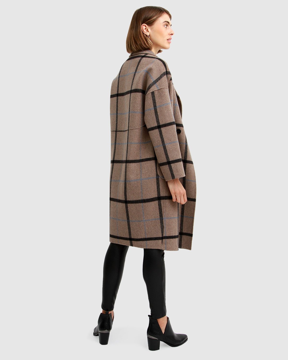 Plaid Wool-Blend Coat