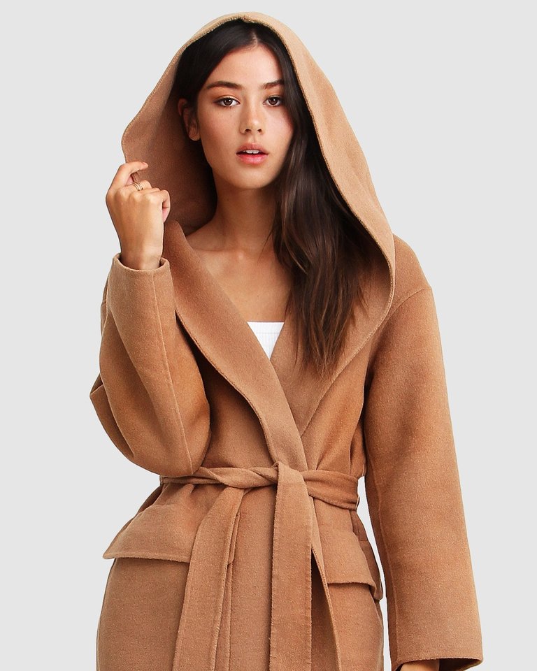 Dark camel hot sale wool coat