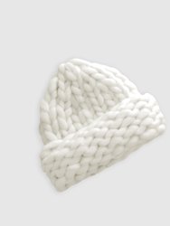 Snowflake Hand Knitted Beanie - Off-white