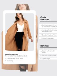 Stay Wild Oversized Wool Coat - Camel