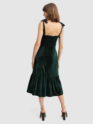 Summer Storm Velvet Midi Dress - Dark Green