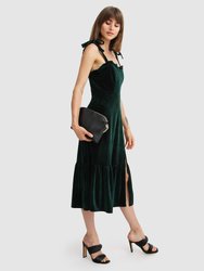 Summer Storm Velvet Midi Dress - Dark Green