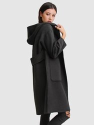 Walk This Way Wool Blend Oversized Coat - Black