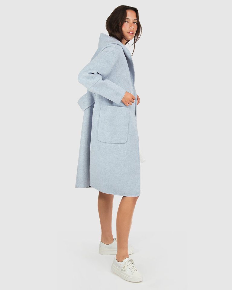 light blue hooded coat