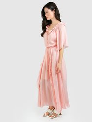 Amour Amour Ruffled Midi Dress - Desert Rose