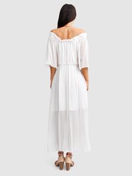 Amour Amour Ruffled Midi Dress - White