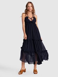 As It Was Tiered Midi Dress - Navy - Navy