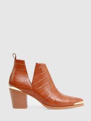 Austin Croc Embossed Ankle Boot - Camel