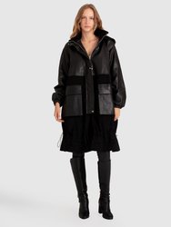 Back To Black Oversized Leather Panelled Coat