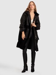 Back To Black Oversized Leather Panelled Coat