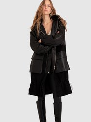 Back To Black Oversized Leather Panelled Coat