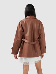 BFF Belted Leather Jacket - Brown