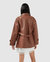 BFF Belted Leather Jacket - Brown