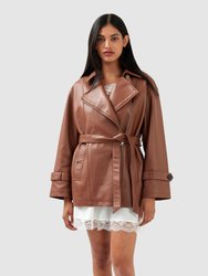 BFF Belted Leather Jacket - Brown - Brown