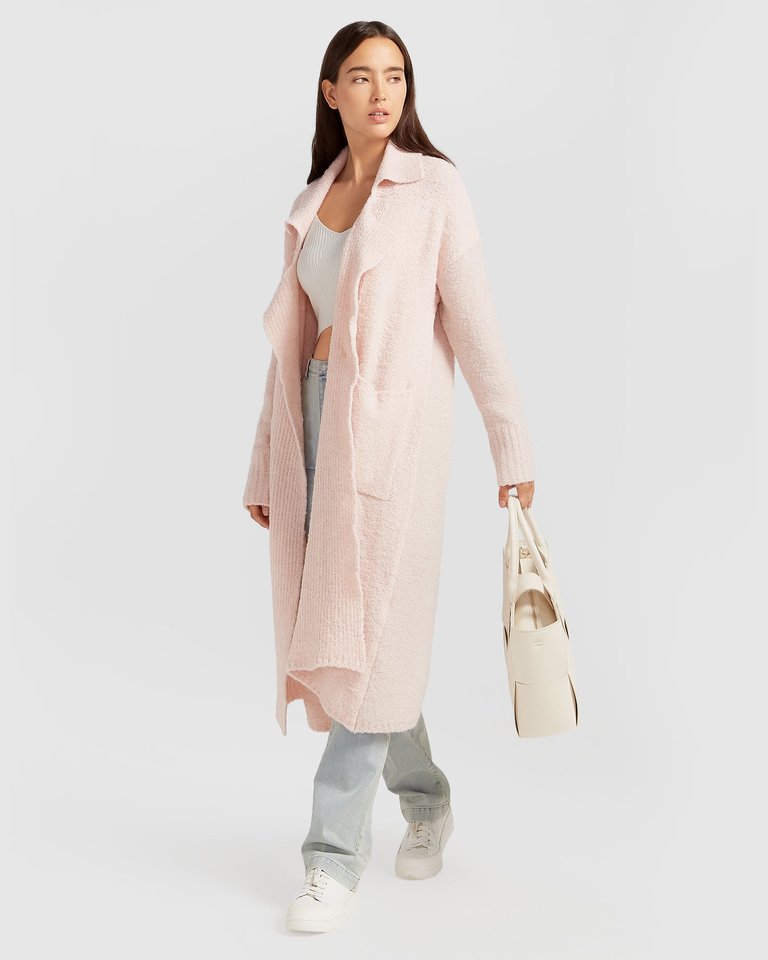 Born To Run Sustainable Sweater Coat - Pale Pink - Pale Pink
