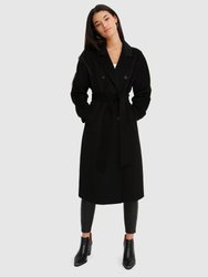 Boss Girl Double-Breasted Lined Wool Coat - Black