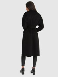 Boss Girl Double-Breasted Lined Wool Coat - Black
