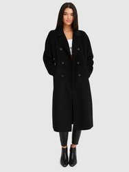 Boss Girl Double-Breasted Lined Wool Coat - Black