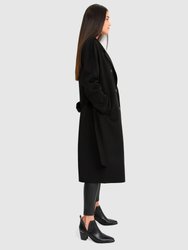 Boss Girl Double-Breasted Lined Wool Coat - Black