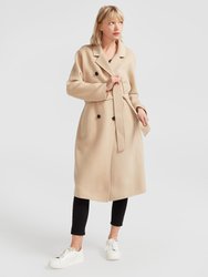 Boss Girl Double-Breasted Lined Wool Coat - Pale Oat - Pale Oat