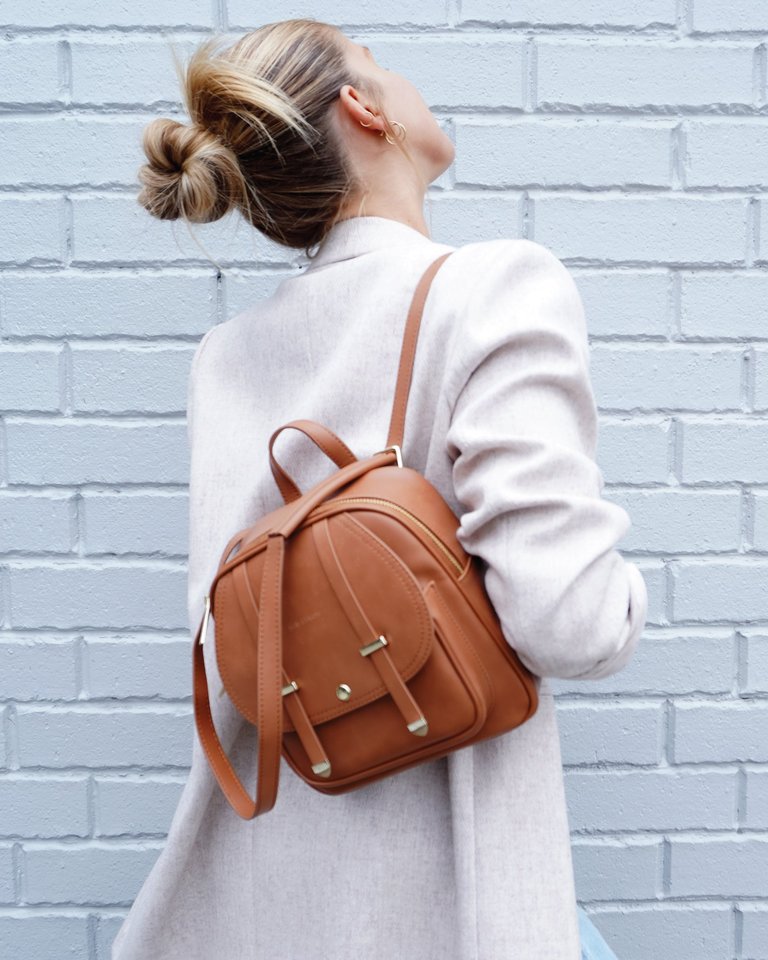 Camila Leather Backpack - Brown - Brown