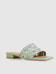 Can't Quit You Raffia Slide - Seafoam